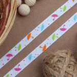 Лента репсовая (в рубчик) Зонтики, 10 мм, 3м, белый