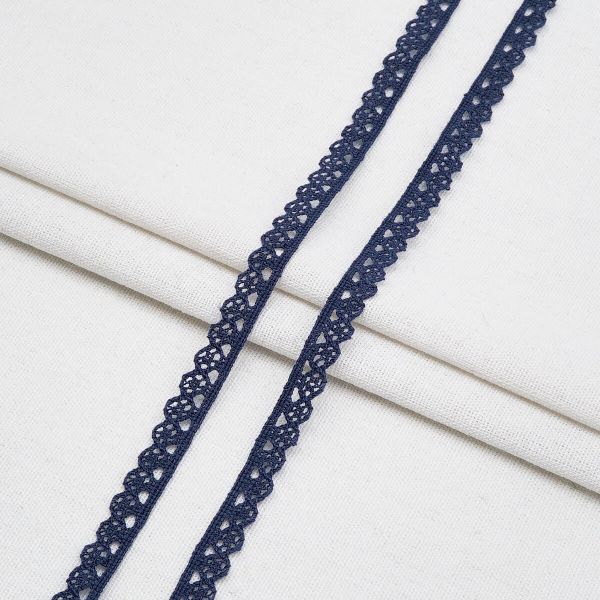 Кружево вязаное (тесьма) 10 мм / 18.2 метра, х/б, синий, А6420