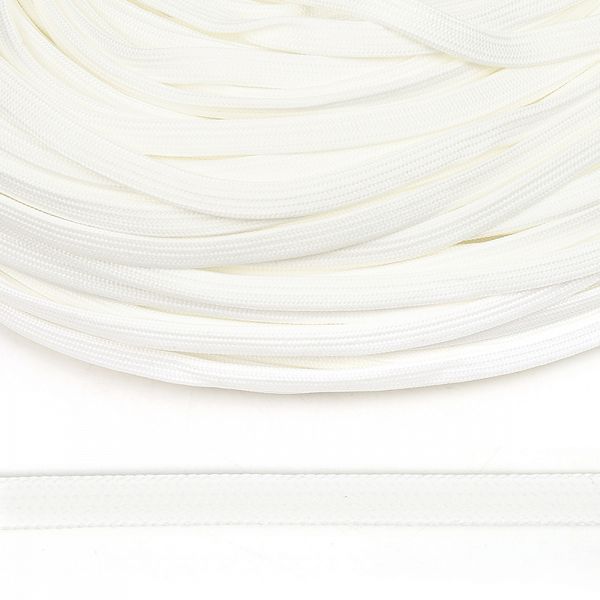 Шнур плоский полиэфир ⌀10.0 мм, классическое плетение цв.белый уп.100 м