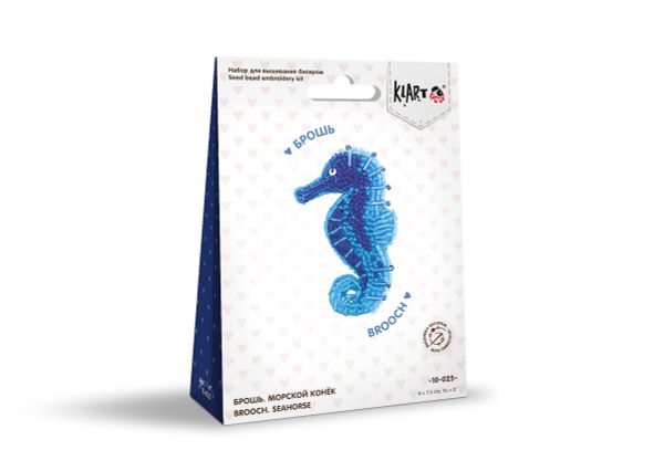 Набор для вышивания Klart 10-025, Брошь. Морской конёк, 4х7.5 см