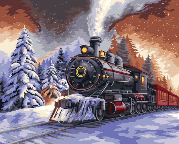 Картина по номерам Фрея, Новогодний экспресс, 50х40 см