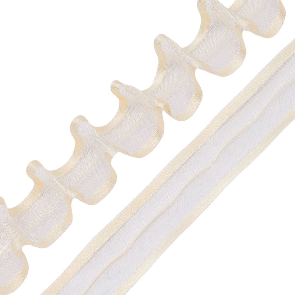 Лента капроновая (органза) для сборки бантов 20 мм, 25м HRPL-1021 (HS-1001 молочный)