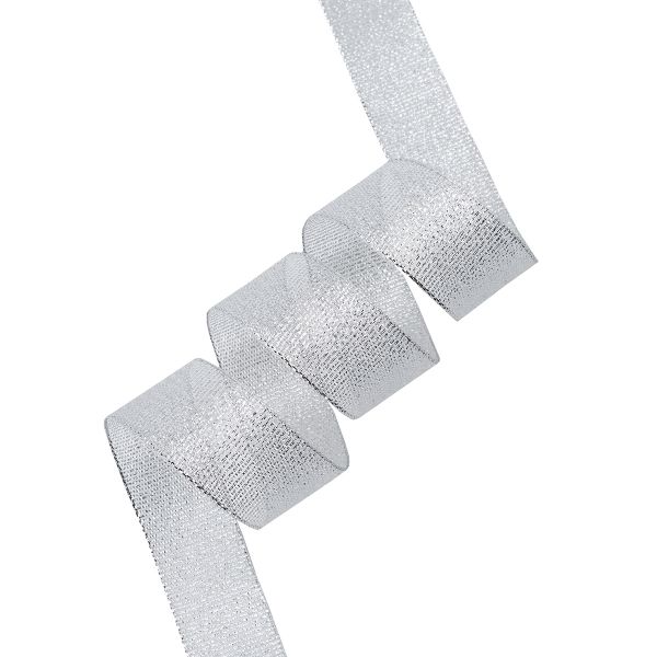 Лента металлизированная 25.0 мм / 20 метров, парча, серебро