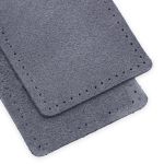 Заплатки пришивные из замши, прямоугольник 6х9,6см с перфорацией, 2 шт, 100% кожа, 26 серый, 59113