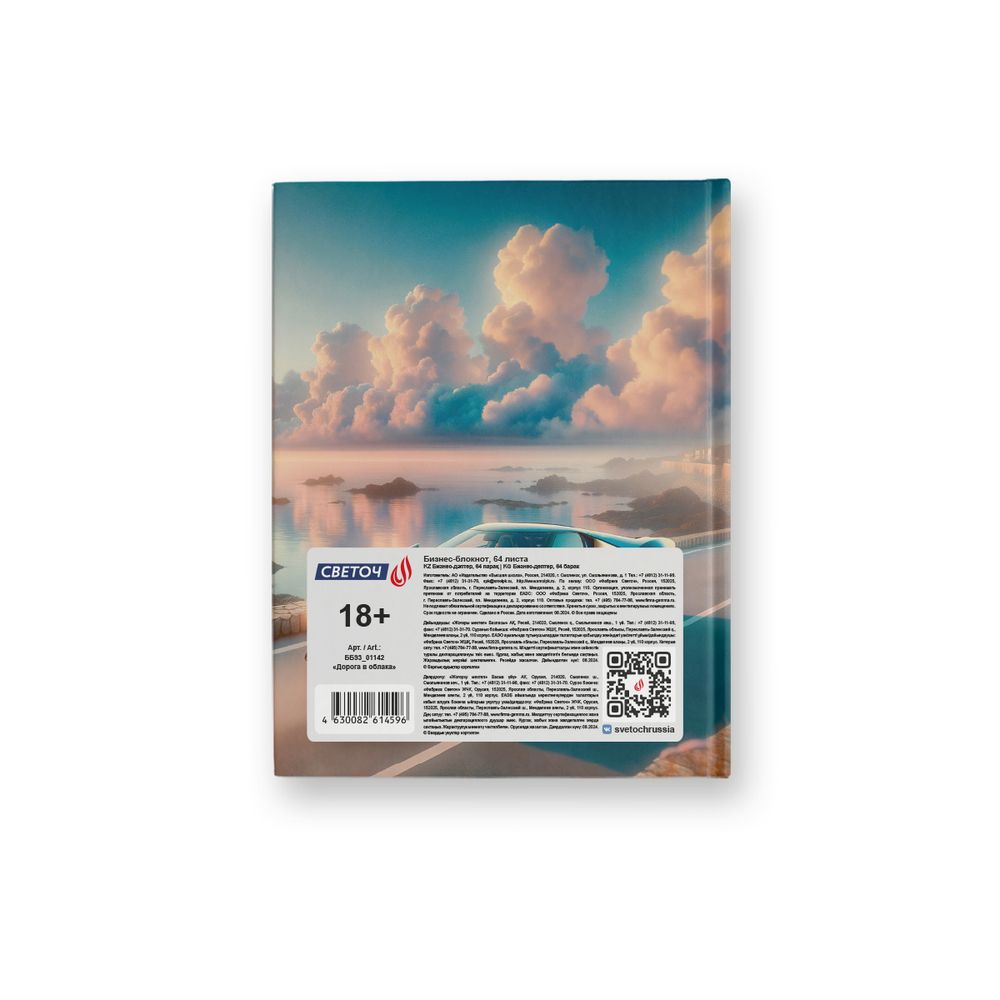 Бизнес-блокнот A6 64 л. 24 шт, клетка, матовая ламинация, Дорога в облака 01142, Светоч ББ93