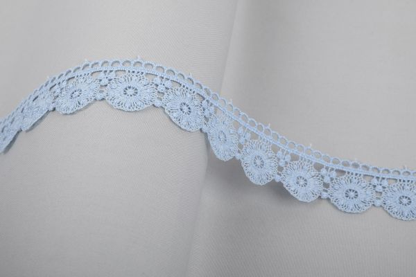 Кружево гипюр (плетёное) 32 мм / 10 м, св.голубой, Gamma GGM-3202