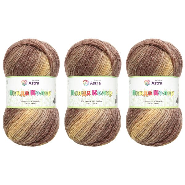 Пряжа Astra Premium (Астра Премиум) Панда Колор / уп.3 мот. по 100 г, 240 м, 02 секционный