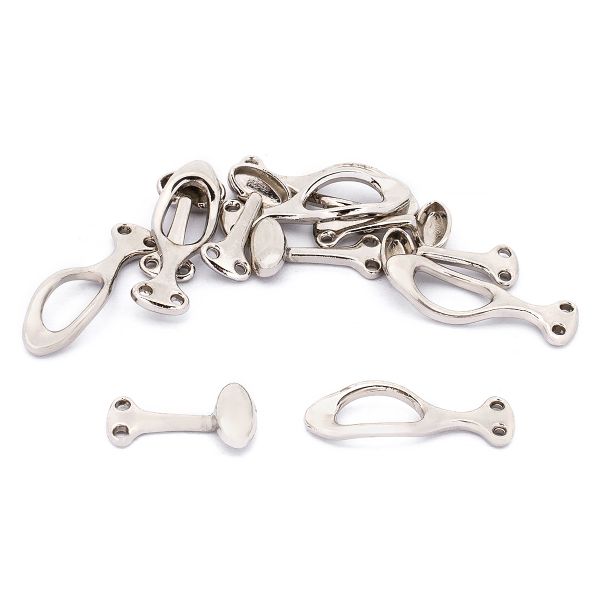 Крючки пришивные декоративные 36х10 мм, серебро (никель), 6 шт