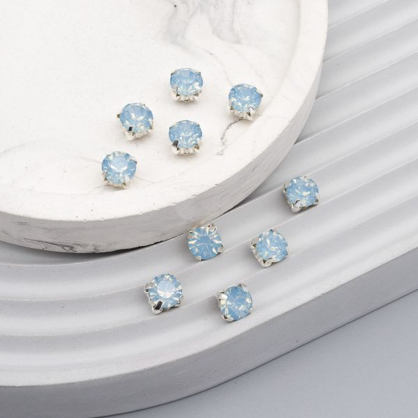 Хрустальные стразы в металлических цапах, цвет: св.голубой матовый 6 мм, 10 шт/упак. Astra&Craft, СЦ006ММ66