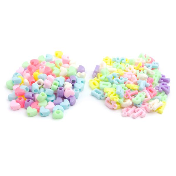 Бусины пластик набор Сердечки и английские буквы, пластик, 2х20гр Astra&Craft, CN2038-6577