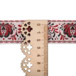 Лента (тесьма) жаккардовая 32.0 мм / 25±1 метров, рис. 9581 Гжель, (2 белый/красный/черный) С1853Г17