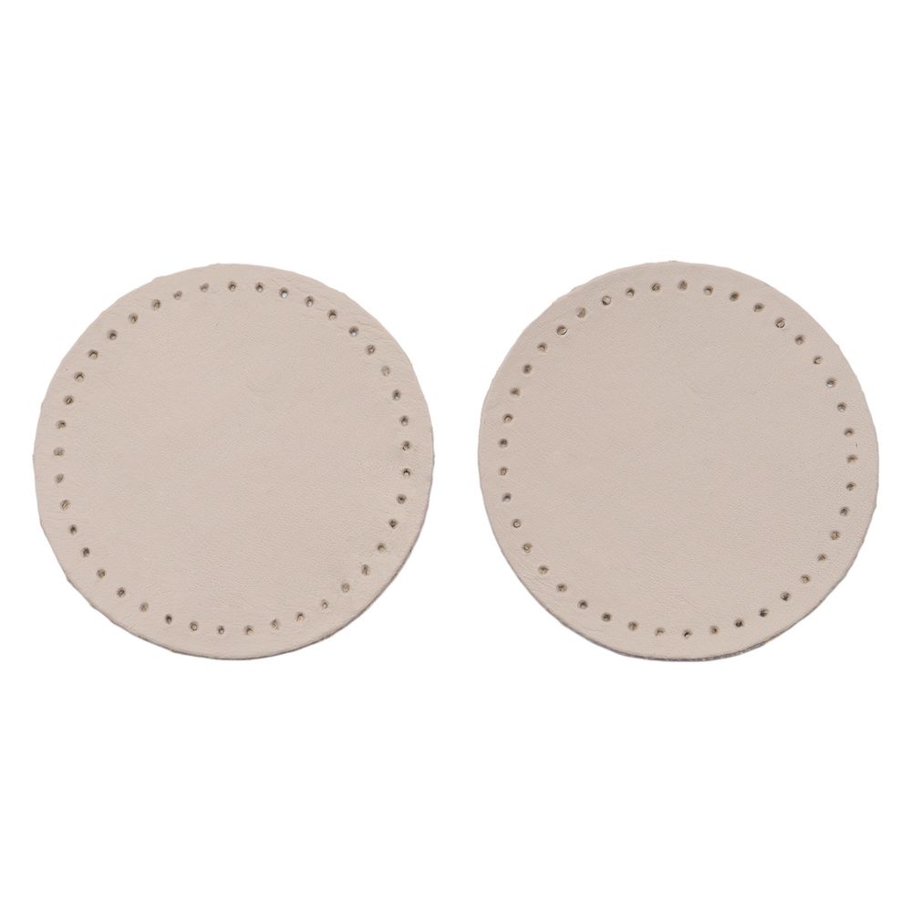 Заплатки пришивные из кожи, круг ⌀6см с перфорацией, 2 шт, 100% кожа, 06 бежевый, 9111