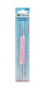 Крючок для вязания двухсторонний металл ⌀1.0 -2.0 мм, 13.5 см, пластик, с прорезиненной ручкой, Gamma RHD