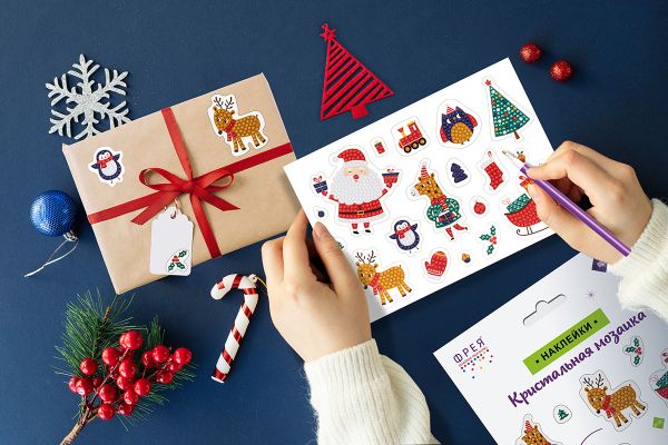 Алмазная (кристальная) мозаика Фрея ALVN-135, наклейки Новогодние, 19.5х14 см