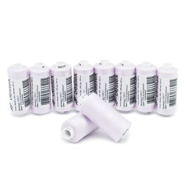 Нитки швейные бытовые Bestex 40/2, 365 м (400 ярд) / 10 кат., 278 бело-сиреневый