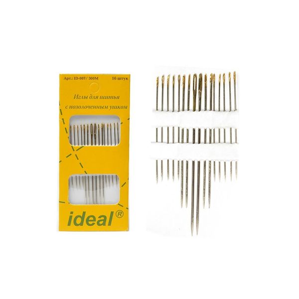 Иглы ручные с позолоченным ушком уп.16 игл