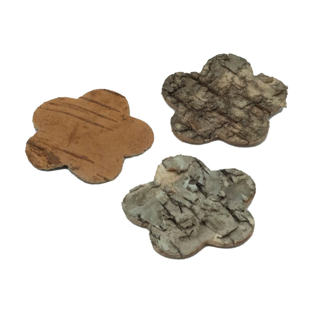 Декоративные элементы из коры дерева "Цветок", 4,5см, 12 шт, нат/дерево