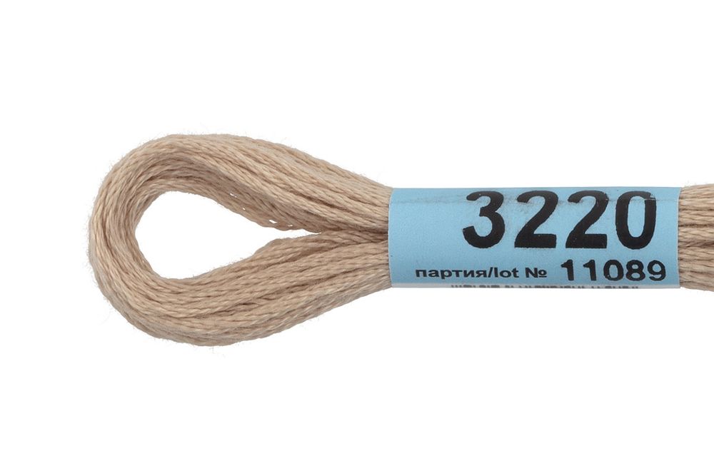 Мулине Gamma 100% хлопок, цв.3220 бежевый, 24 мотка по 8 метров