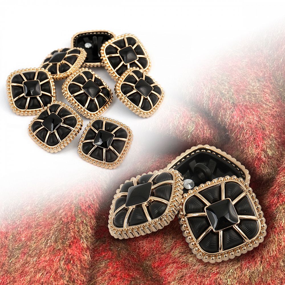 Пуговицы на ножке металлические 28L=18мм, С-MP07 цв.золото/черный, 10 шт