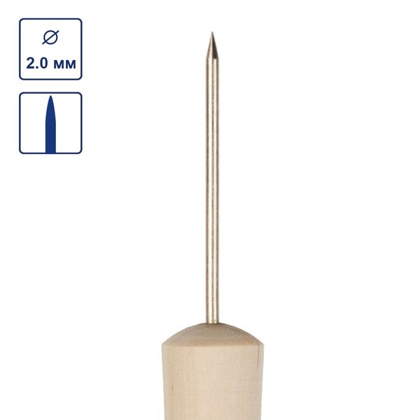 Шило проколочное (канцелярское) с березовой ручкой, 1 шт, в чехле. ⌀2,0мм, Gamma CON-04