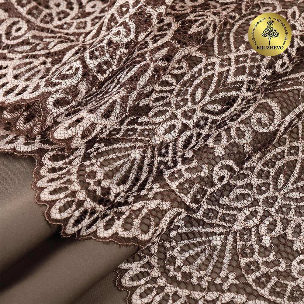 Кружево бельевое эластичное 240 мм / 120 м, диз.4099, бежевый, Kruzhevo