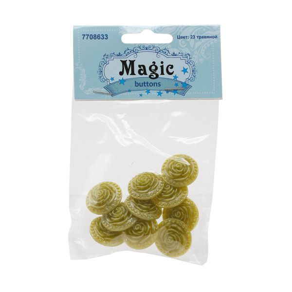 Пуговицы на ножке Розочки, 10 шт (23 травяной)