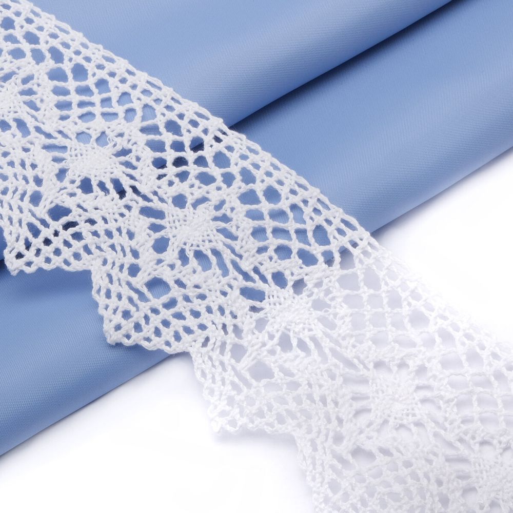 Кружево вязаное (тесьма) хлопковое 60 мм / 25 метров, рис.60.01.198 (белый) С3749Г17