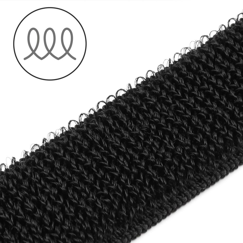 Лента контактная липучка (велкро) эластичная 25 мм / 18.28 метров, нейлон, латекс, черный, ПЕТЛЯ, качество "A"