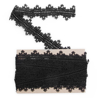 Кружево гипюр (плетёное) 30 мм / 3 метра, матовое, C580 черный