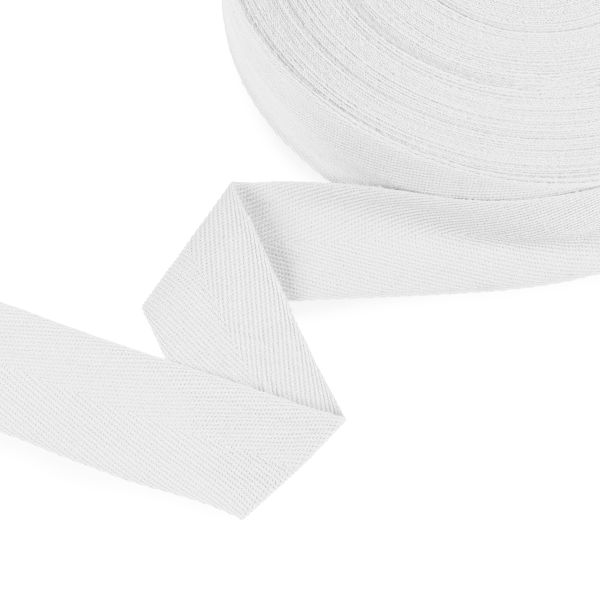 Тесьма (лента) киперная (100 х/б) 40 мм / 50 метров, белый/white, Gamma TCT-40