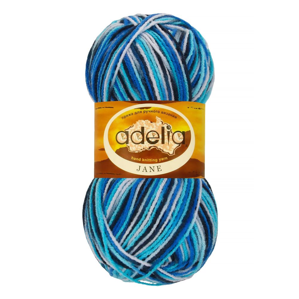 Пряжа Adelia Jane / уп.10 мот. по 50г, 227м, 14 бл.голубой-яр.голубой-синий