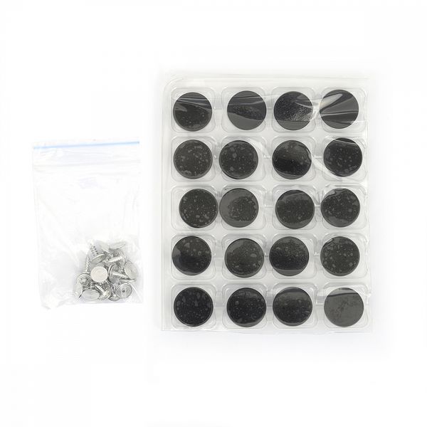 Пуговицы джинсовые ⌀18 мм, фиксированная ножка, металл, TBY-1357 черный матовый уп.20 шт