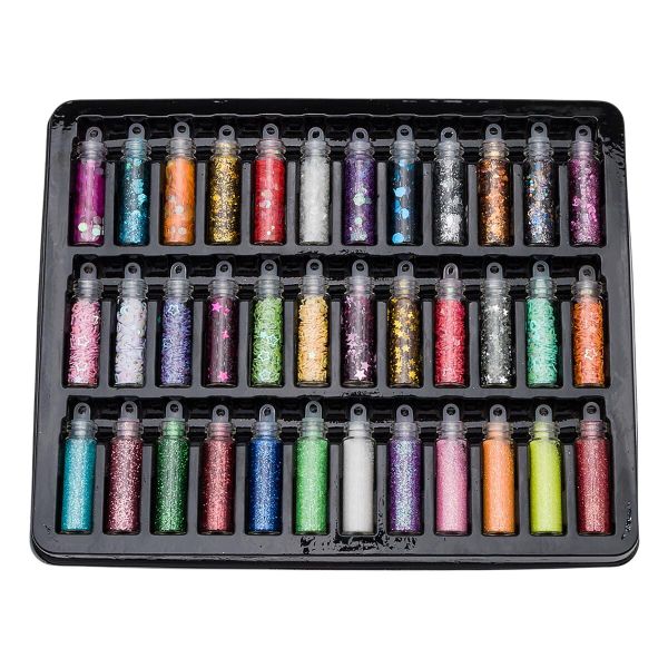 Блестки декоративные (глиттер для творчества, эпоксидной смолы, дизайна ногтей), набор 36 шт, VH2502