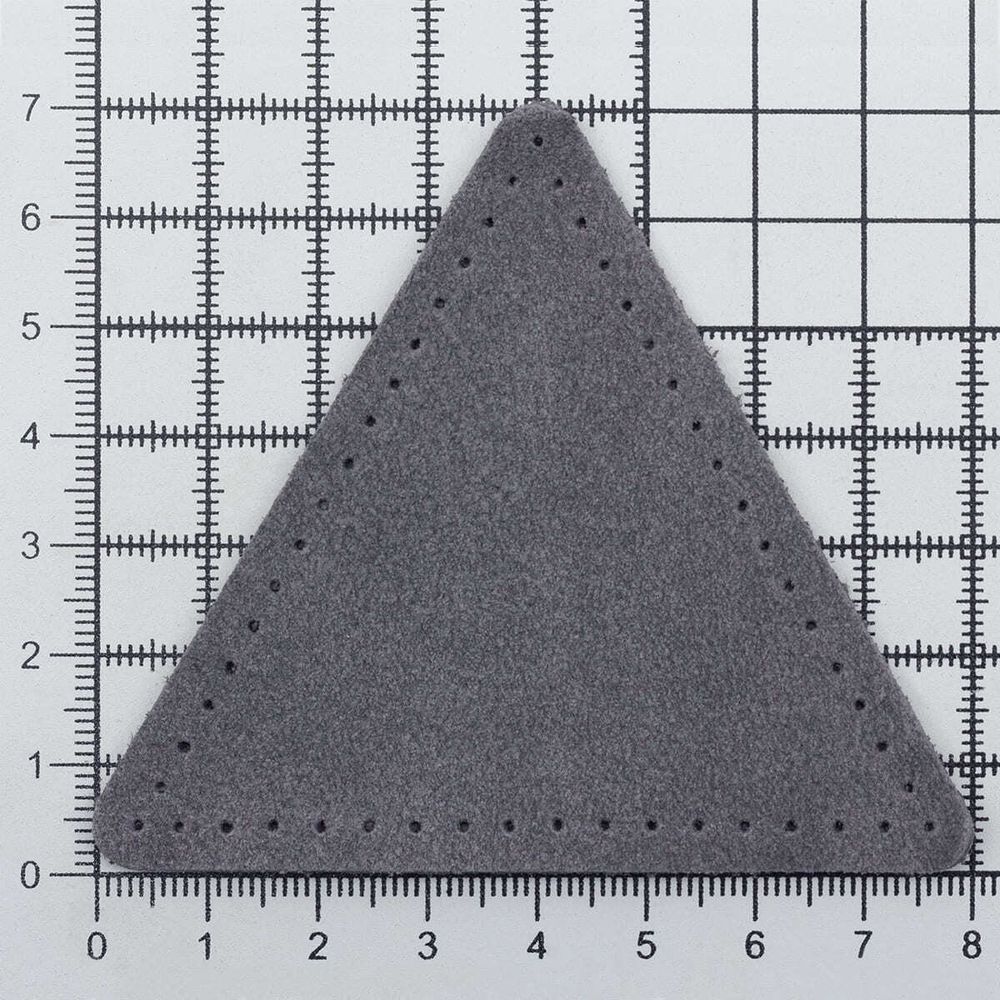 Заплатки пришивные из замши, треугольник равносторонний 8см с перфорацией, 2 шт, 100% кожа, 26 серый, 59126