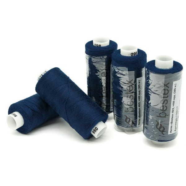 Нитки швейные бытовые Bestex 40/2, 365 м (400 ярд) / 10 кат., 098 светлый индиго