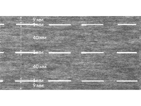 Лента корсажная клеевая перфорированная 101.0 мм / 200 метров, 50 г/м², цв. серый, 20150 9/1/40/1/40/1/9, БрючникоФФ
