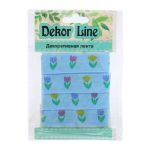 Лента репсовая (в рубчик) Тюльпаны, 15 мм, 3м, голубой