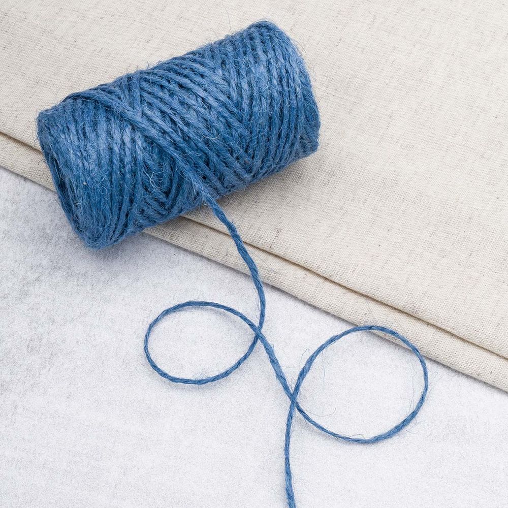 Шпагат джутовый ⌀1.4 мм / 50 метров (50 г), 2-ниточный, 1200 текс, евробобина, голубой