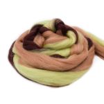 Шерсть для валяния полутонкая 100%, мультиколор, 100г, 1556 мультиколор, липа/шоколадля кофе