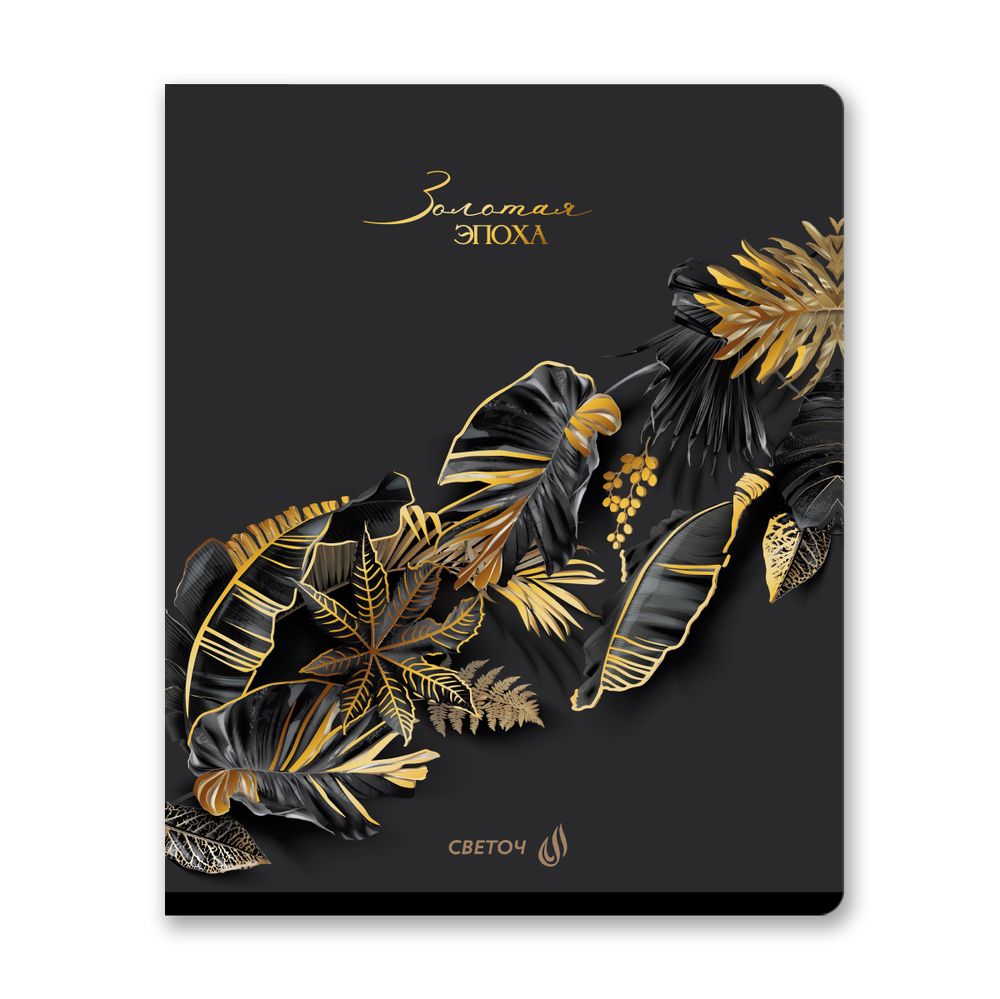 Тетрадь ученическая общая, тиснение золотой фольгой, A5+ 80 л. на скобе 65 г/м², белизна 100 %, 5 шт, клетка, 01137 Микс- Золотая эпоха, Светоч Т90