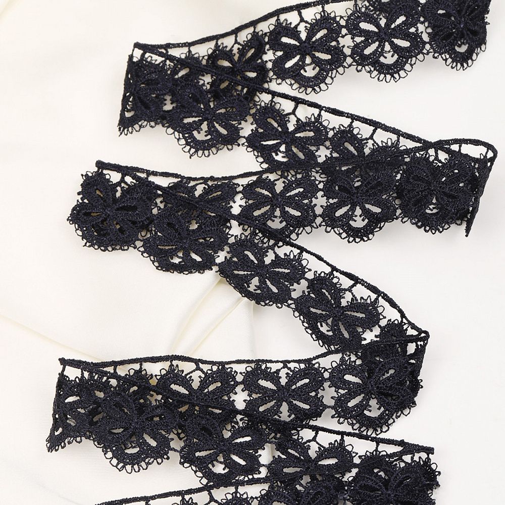 Кружево гипюр (плетёное) 30 мм, диз. 128, цв.7 т.синий, уп. 9 м, Kruzhevo