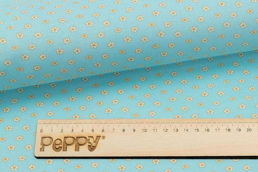 Ткань для пэчворка Peppy Бабушкин сундучок, отрез 50х55 см, 140 г/м², БС-41 ромашки голубой, Peppy