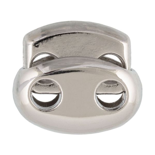 Фиксатор (зажим) для шнура металл 2 отв, ⌀4.5 мм, 12 шт, №04 никель, Micron GB 2003