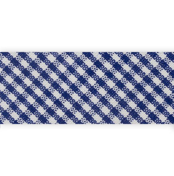 Косая бейка хлопковая 20 мм / 25 метров, 116C т.синий/клетка, Gamma GBF-20