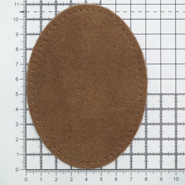 Заплатки пришивные из замши, овал 8х10,9см с перфорацией, 2 шт, 100% кожа, 32 кэмел, 59124