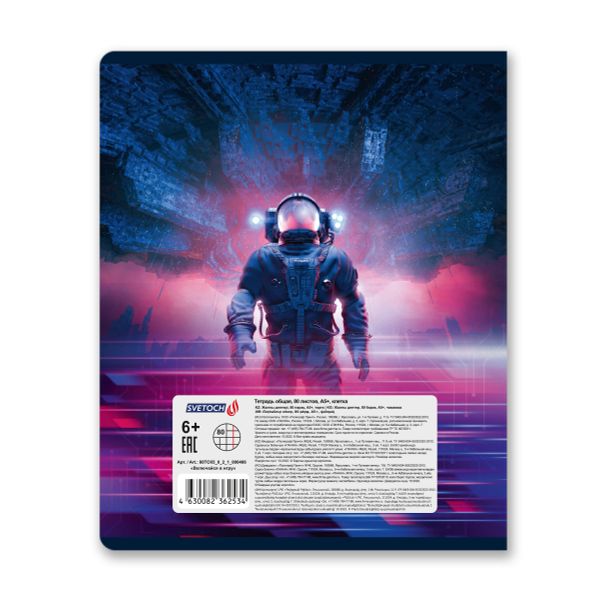 Тетрадь ученическая общая, A5+ 80 л. на скобе 65 г/м², белизна 100%, 5 шт, клетка в термоусадочной пленке, 000486 Включайся в игру, Светоч 80ТСК5_0_2_1