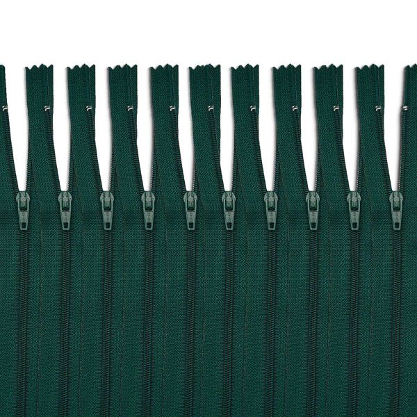 Молния спираль (витая) Т3 (3 мм) 1 зам., н/раз., 20 см, зеленый, нейлон, 10 шт