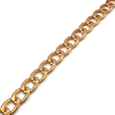 Цепь декоративная алюминий 2.4х11.7 мм, 10 метров, золото, K11326