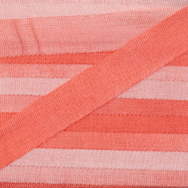 Лента (тесьма) шелковая 7.0 мм / 9.1±0.5 метров, M016 коралловый/бл.розовый, Gamma SRM-7