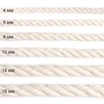 Шнур (канат) хлопковый крученый ⌀14 мм молочный, 5 м